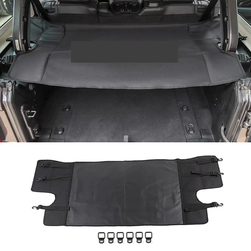 Portapacchi posteriore Copri scudo Protezione per bagagliaio Ombra Shield Pad Organizer Panno Oxford nero per Jeep Wrangler JL JLU (4 porte)