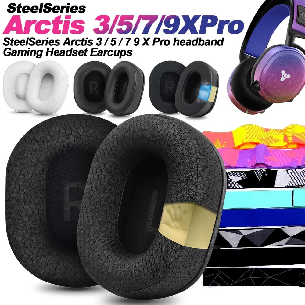 Earphone pads For Steelseries Arctis 1/3/5/7X/7P/9/9X/PRO Arctis Prime Head Band Belt Strap replacement Earpads Earmuffs Memory