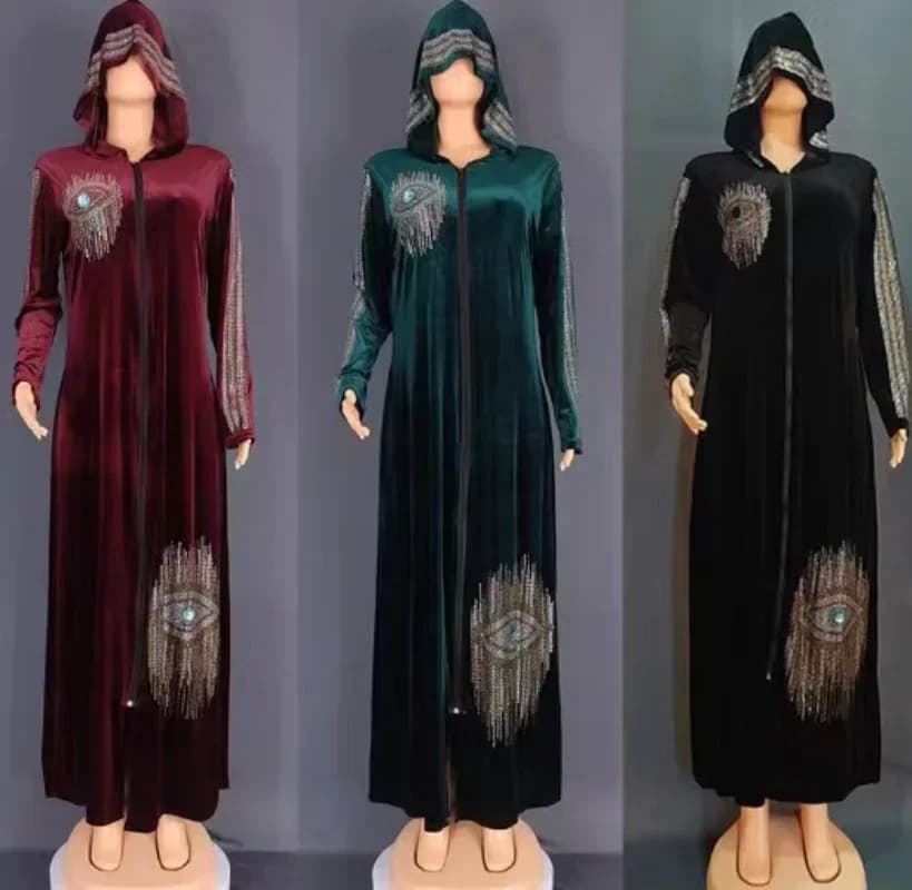 2023 abiti africani per le donne primavera autunno donne africane manica lunga scollo a v velluto paillettes abiti lunghi vestiti africani donne