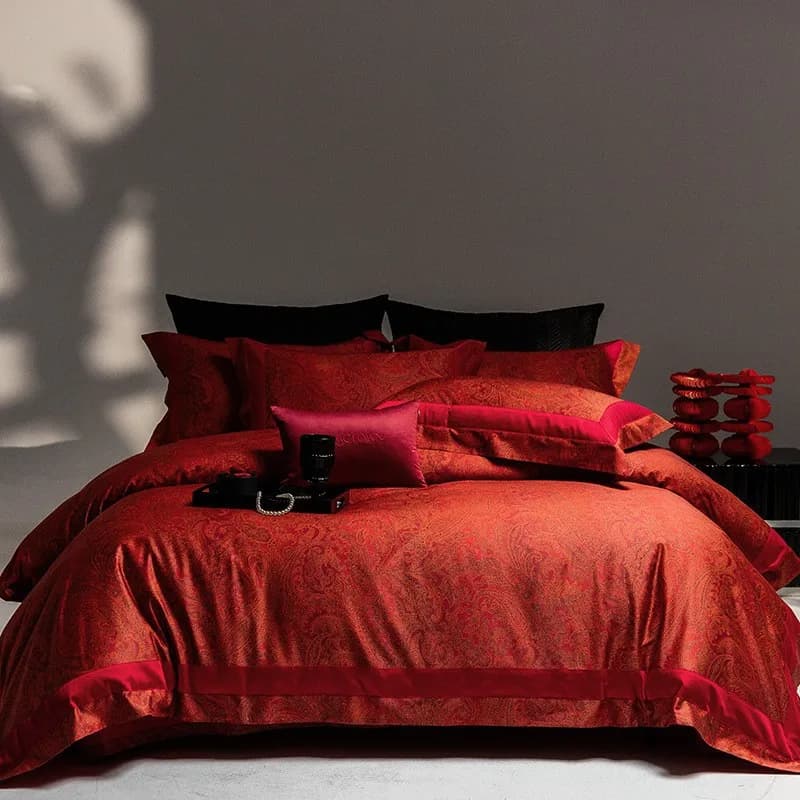 Luxurious set of 100% long fiber cotton satin sheets - Queen/King Size - Deep pocket - Collection Bridal & Hotel Bed linen 4 pieces