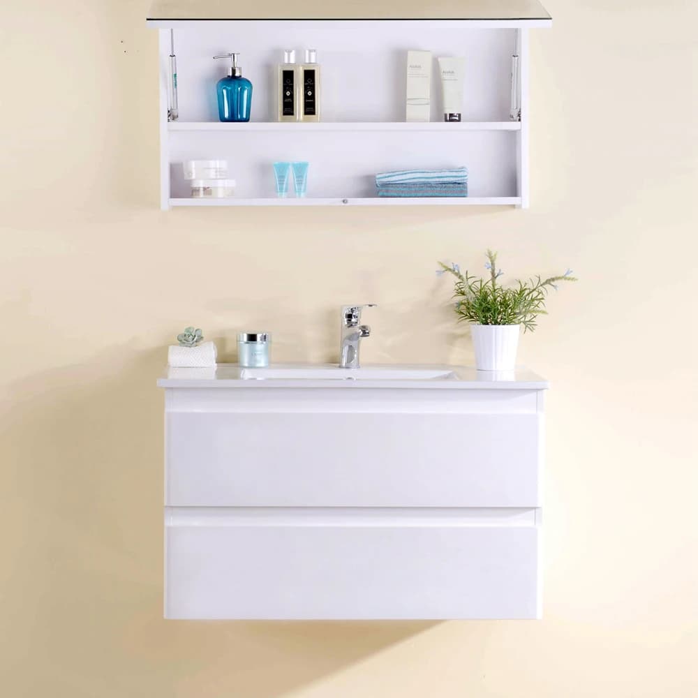 Bathroom Cabinet Modern Single Sink Laminated Plywood Bathroom Cabinet With Mirror Cabinet