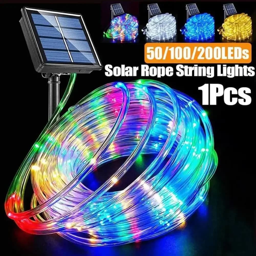 Corda per tubo solare per esterni Luce a led Decorazione natalizia da giardino 22m/12m Ghirlanda di nozze di Natale Striscia di luce impermeabile per stringa