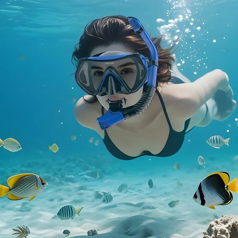 Maschera Subacquea Professionale con Boccaglio e Occhialini per Immersione, Set Snorkel per Nuoto con Tubo per Respirazione Facilitata