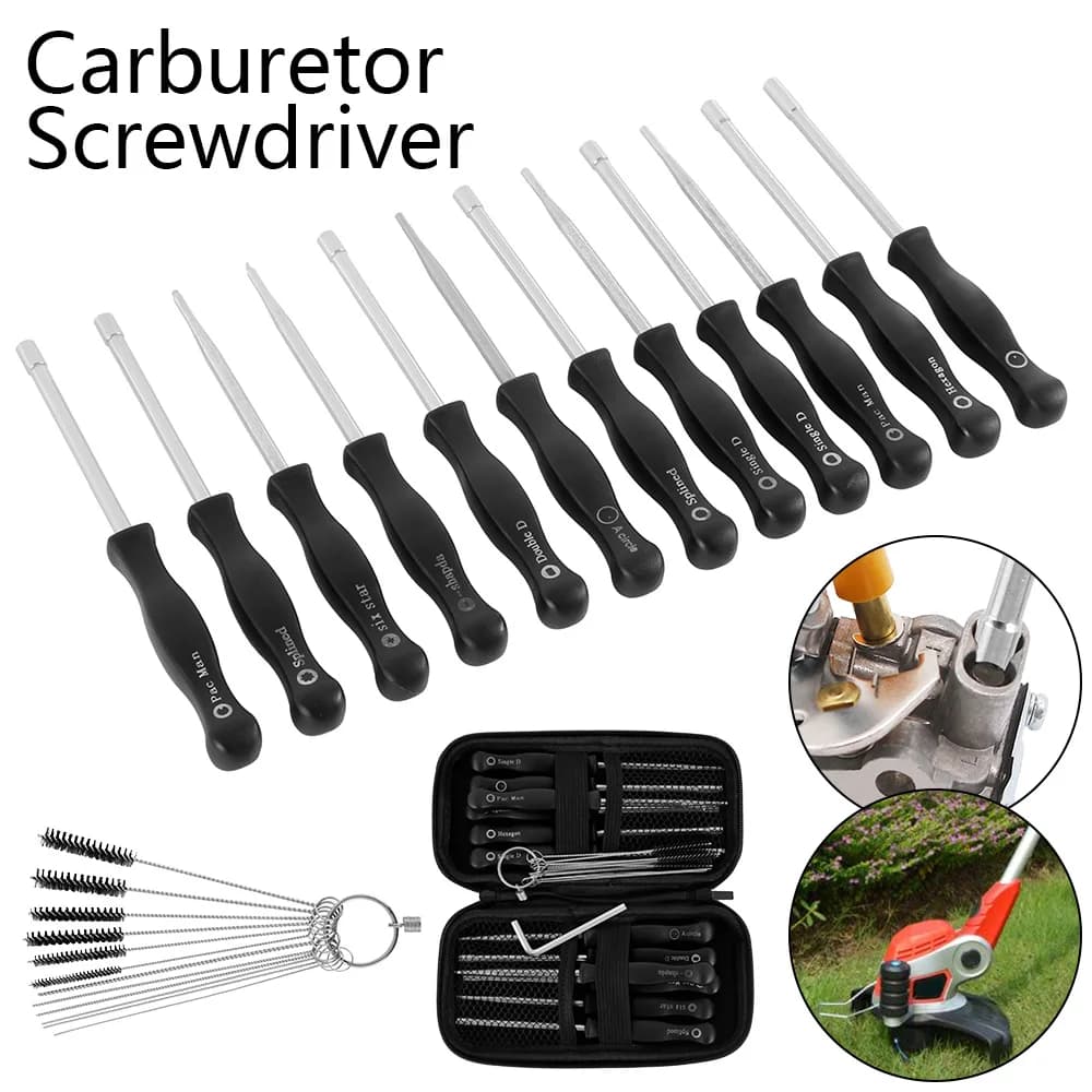 Kit Professionale da 25 Pezzi per Regolazione Carburatore, Set di Cacciaviti Esagonali con Spazzola e Ago per Pulizia, per ZAMA Husqvarna