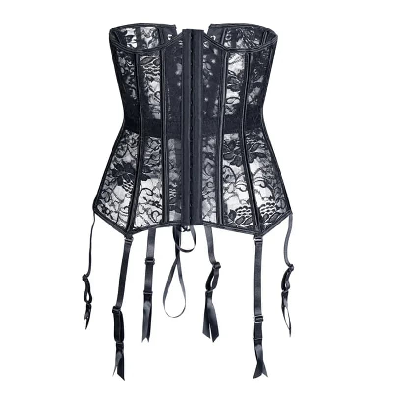 Corsetto per allenamento in vita in pizzo floreale nero sexy con cintura dimagrante per reggicalze per le donne Lingerie Body Shaper Sottoseno Bustier Plus Size