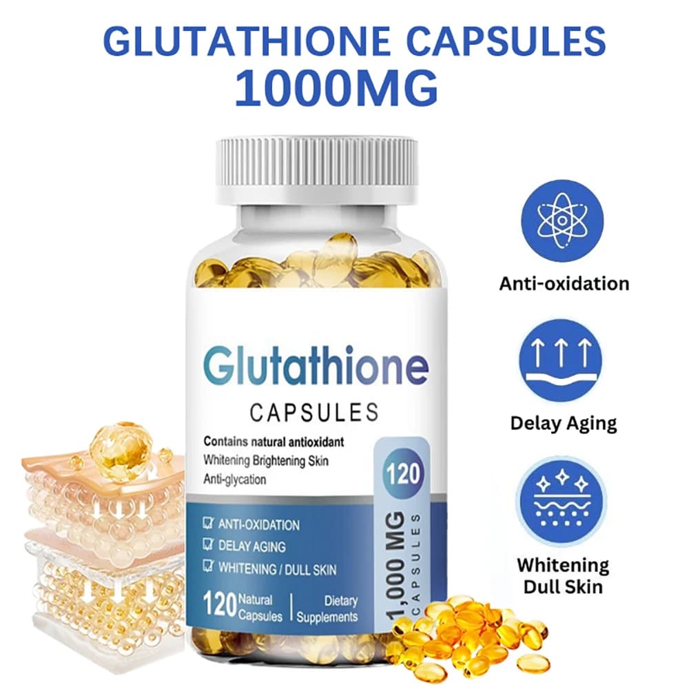 Glutathione supplement 1000 mg capsules with Marian cardo, L-glutathione with alpha lipoic acid for skin brightness, liver and immune