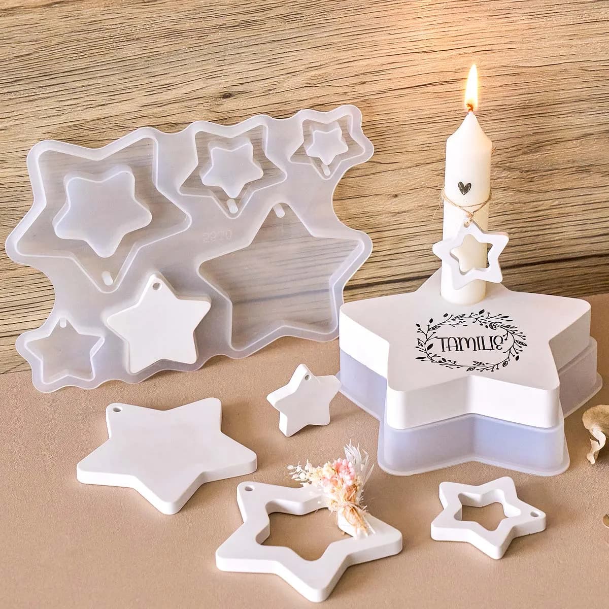 Silicone mold for five-pointed candlesticks Hand made by star shape candle holders Vegetables Clay molds Gesso resin creation
