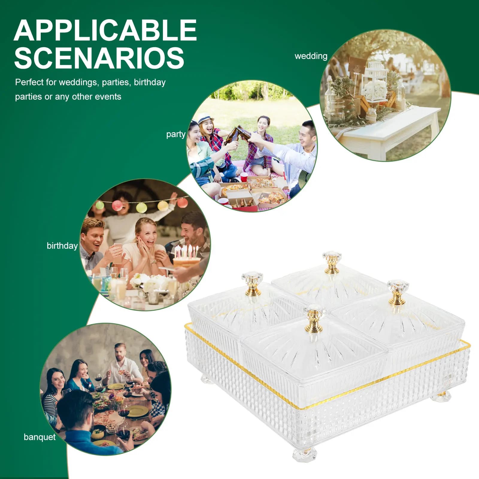 Set di Piatti Divisi per Servire Snack, Vassoio per Noci, Caramelle e Frutta Secca, Organizzatore per Snack Domestico, Vassoio Decorativo