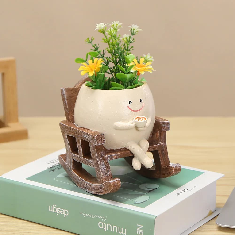 Creative Rocking Chair/Swing Face Succulent Pot Flower Pot Succulent Planter Home Garden Supplies for Indoor Outdoor Plants