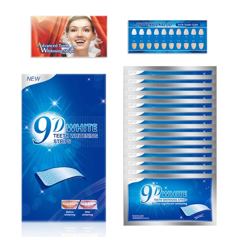 Whitening Strips for Tooths 9D, 28 Days, Effective to Remove Smoke Macchies, Coffee, Drinks Gas and Wine