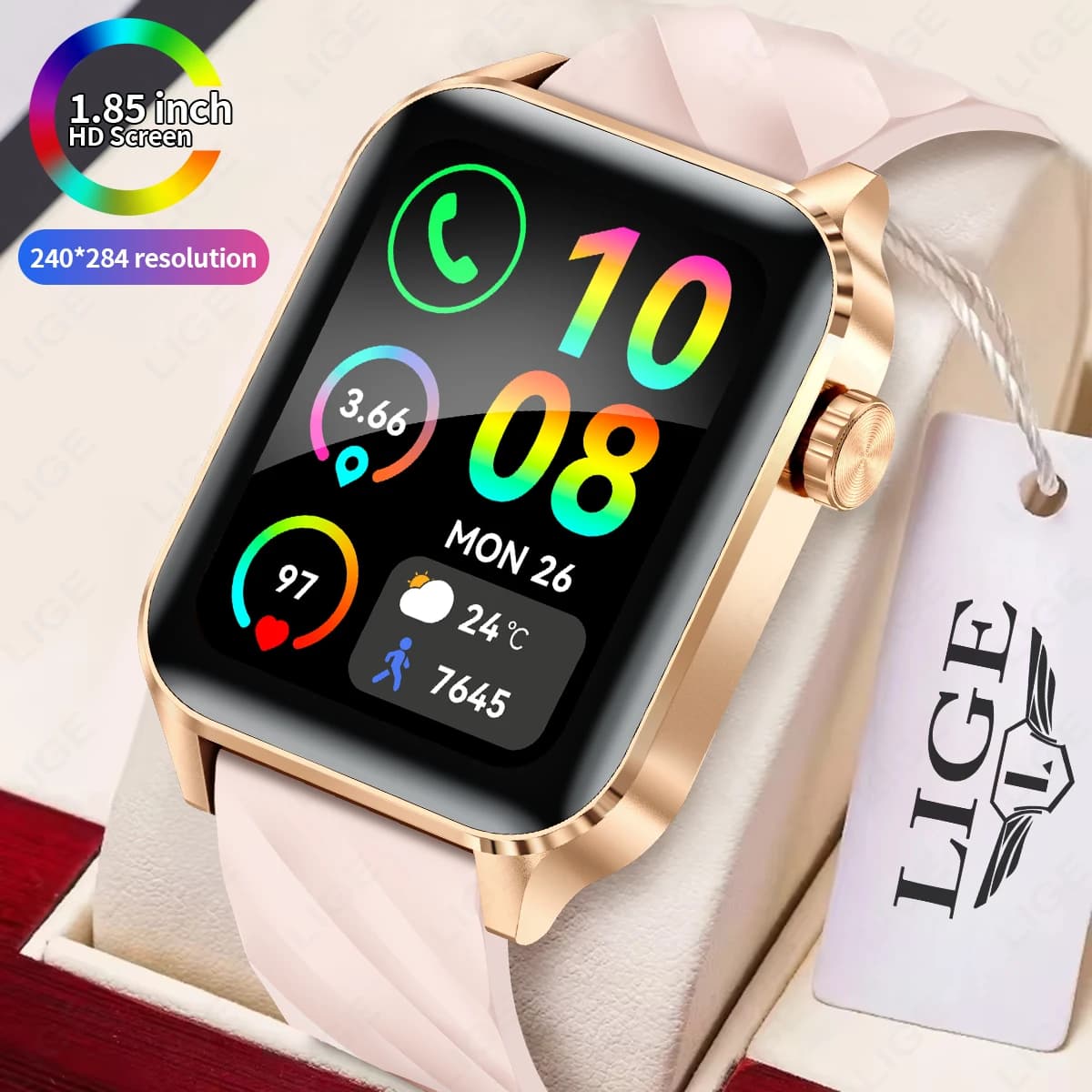 2025 New Women's Watch Smart Men 1.85''' HD Screen Bluetooth Sport Fitness Watches Waterproof Lady Smartwatch For Android iOS