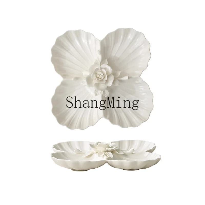 Piatto in ceramica fatto a mano con decorazioni in rilievo di fiori e frutta, adatto per dim sum, dolci, frutta secca, per uso domestico e ristorazione.