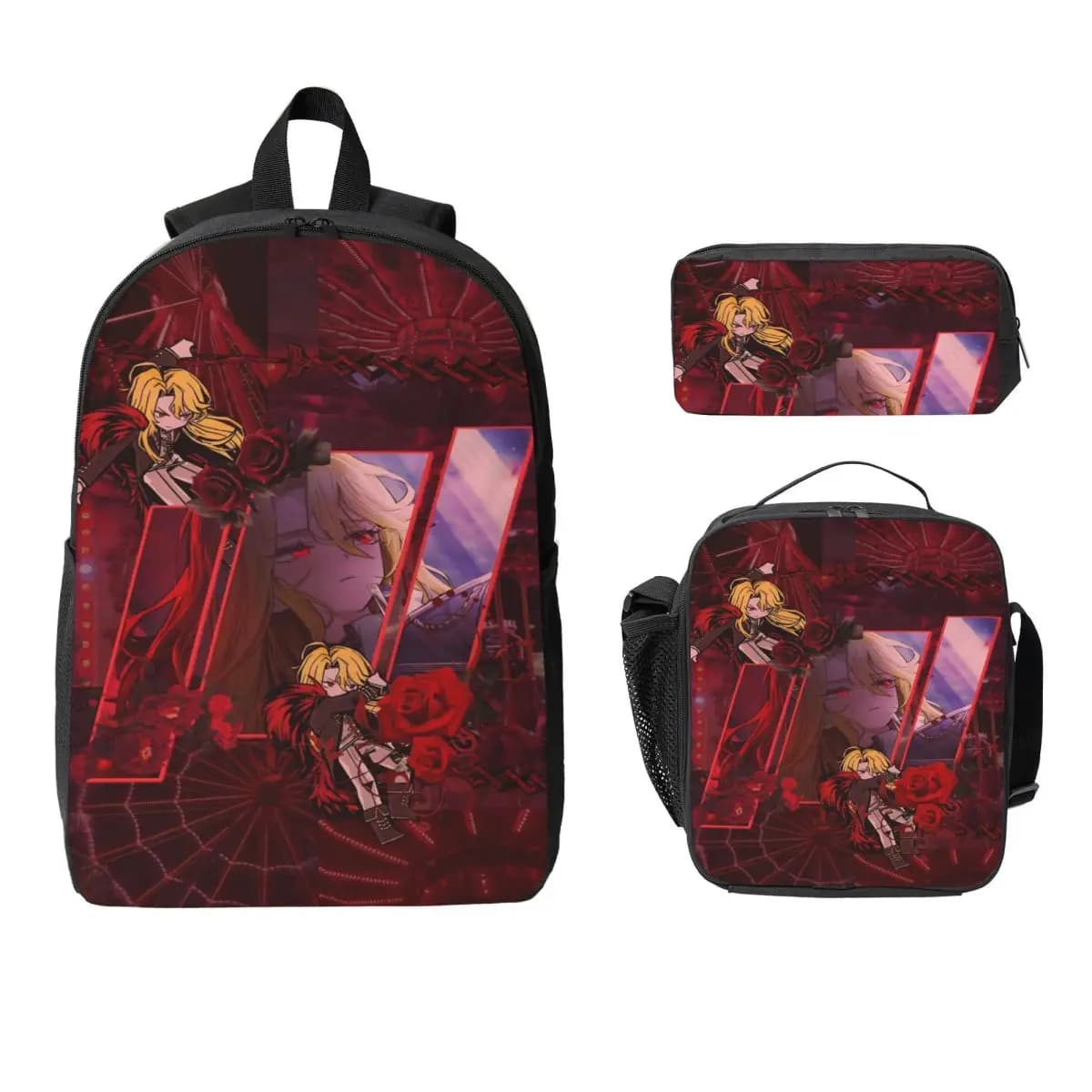 3Pcs Limbus Company merch Backpack Set for Children Pencil Boxes Bookbag Sets with Lunch Box For Primary School Students Daypack