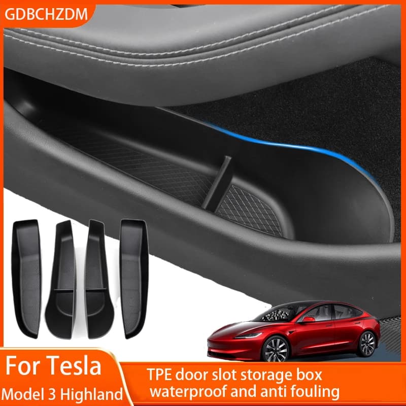 Per Tesla Modello 3 Highland 2024 Porta Laterale Scatola di Immagazzinaggio Anteriore Lato Posteriore Porta TPE Organizzatore di Immagazzinaggio Vassoio Accessori Interni