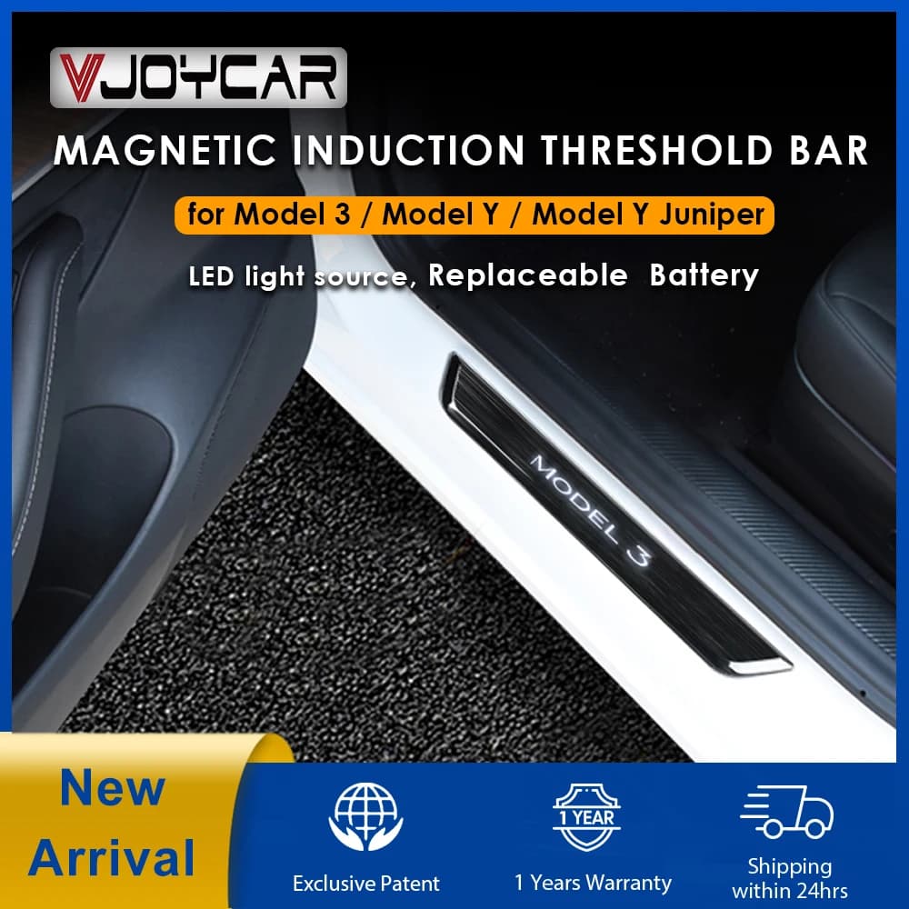 Kit Pedali Illuminati Magnetici a LED Wireless per Tesla Model Y (4 Pezzi) e Model 3 - Accessori Auto