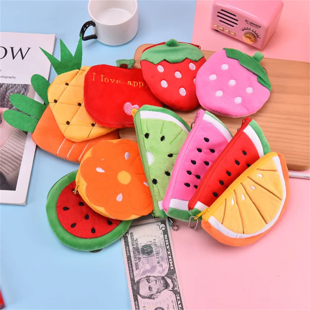 Donne bambini carino anguria portamonete bella peluche cerniera portamonete porta frutta studenti portamatite borse