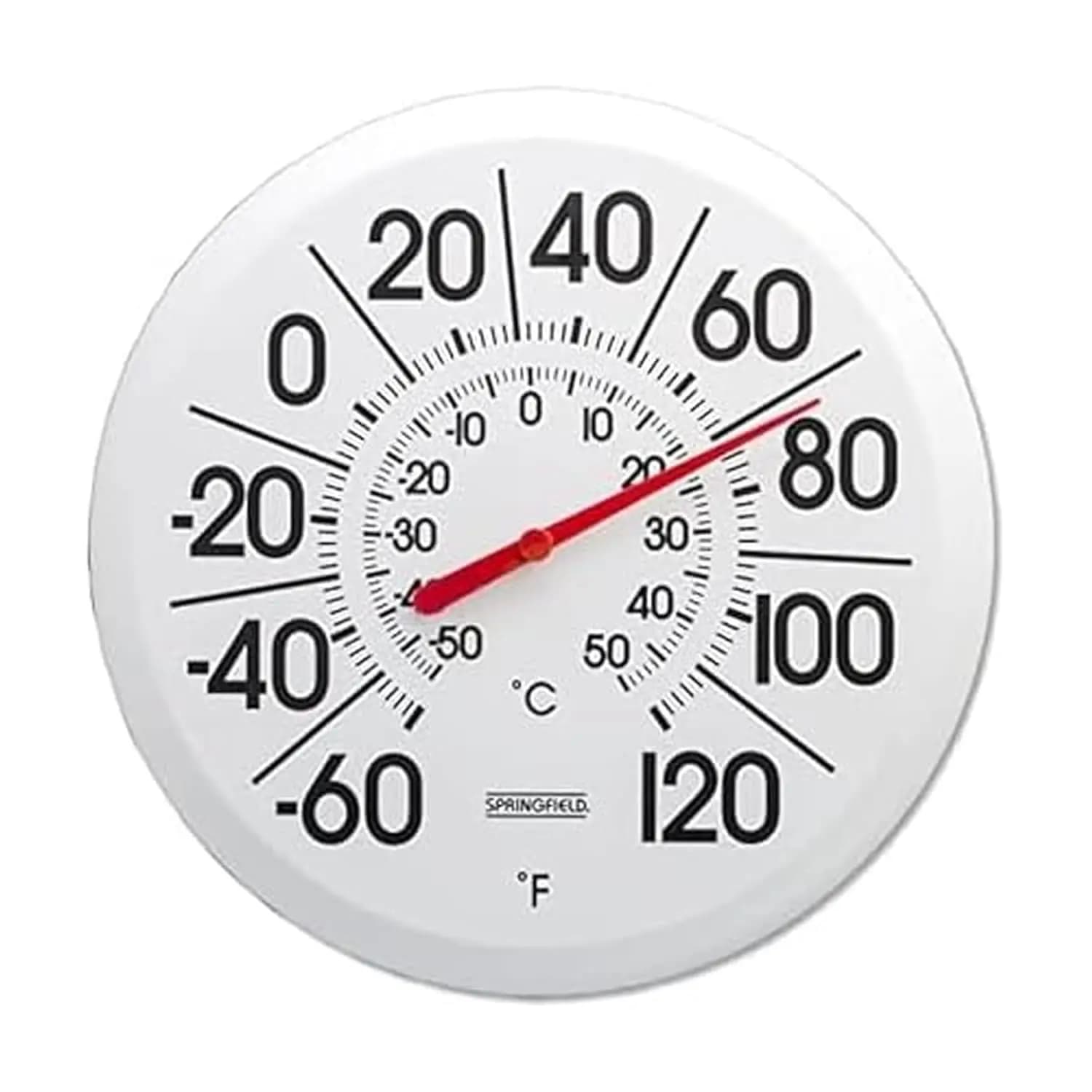 Termometro Grande da 13,25 Pollici per Uso Interno/Esterno, Numeri Facili da Leggere, Resistente alle Intemperie, Bianco