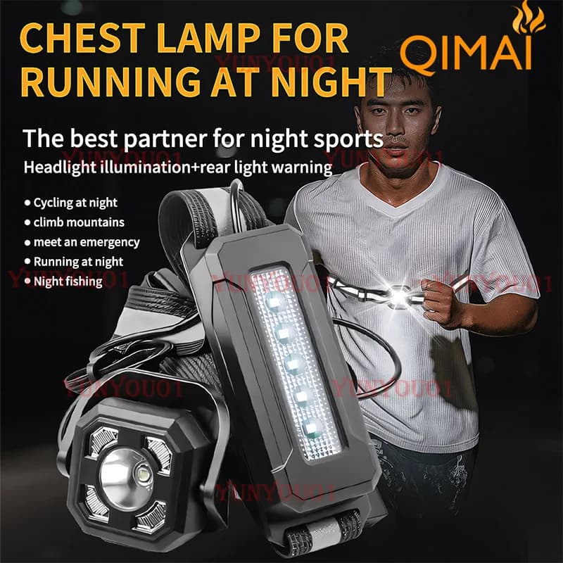 Nuova Cintura Riflettente Sportiva Transfrontaliera con Luce LED Rossa, per Corsa Notturna e Ciclismo, Ricaricabile USB