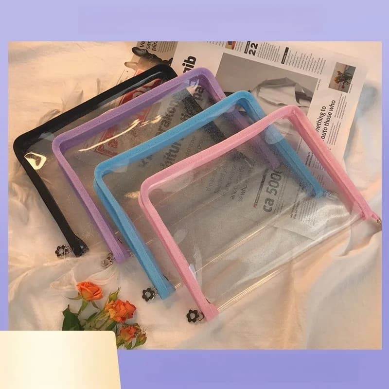A5 PVC Zip Pocket Bag Transparent File Folder Organizer Office School Desk Paper Storage Organizer