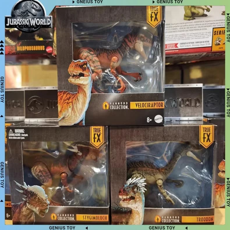 Mattel Jurassic World Hammond Collezione Modello di dinosauro Film rinato Velociraptor Stygimoloch Troodon Action Figure Giocattolo per bambini Regalo
