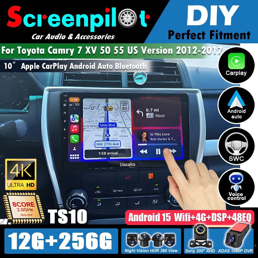 Android 16 car radio For Toyota Camry 7 XV 50 55 US Version 2012 2013 2014-2015 2016 2017 Carplay Multimedia Video GPS Player 5G