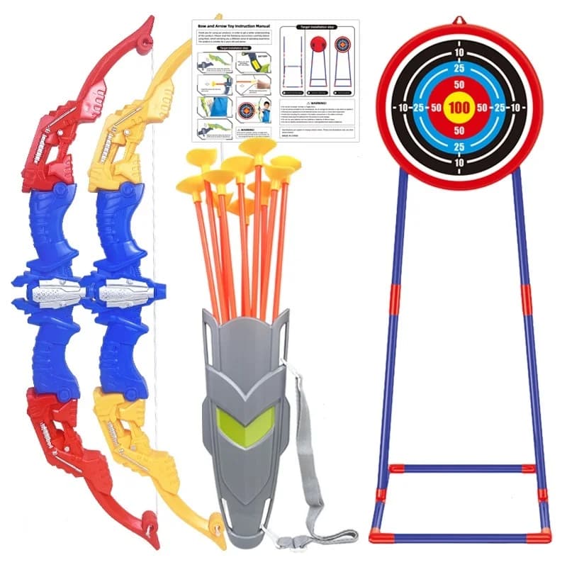 Kids Archery Toy Set Bow and Sucker Arrows target Kit Hand-Eye Coordination Training Indoor Outdoor Sports Set Gift for Kids