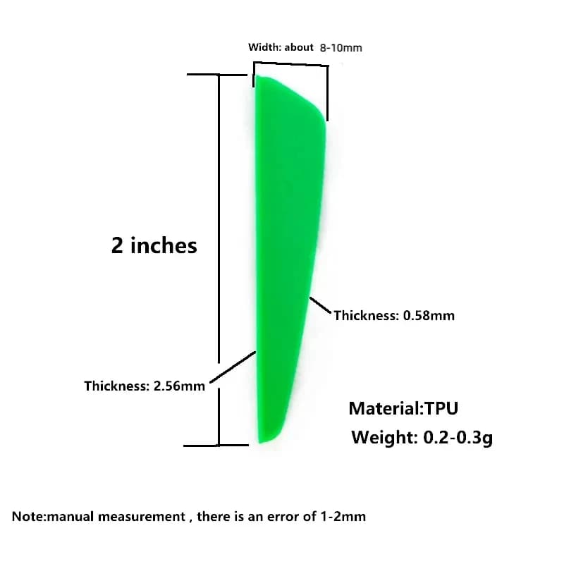 100pcs Archery vanes 2 inch TPU Arrow vanes shooting Accessories Suitable for 7.5 inch arrows