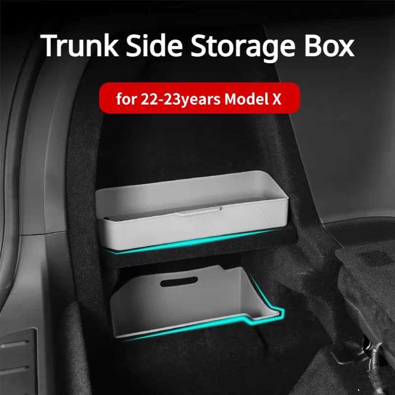 Scatola portaoggetti laterale per bagagliaio posteriore per Tesla Model X Silicone 2022-2023