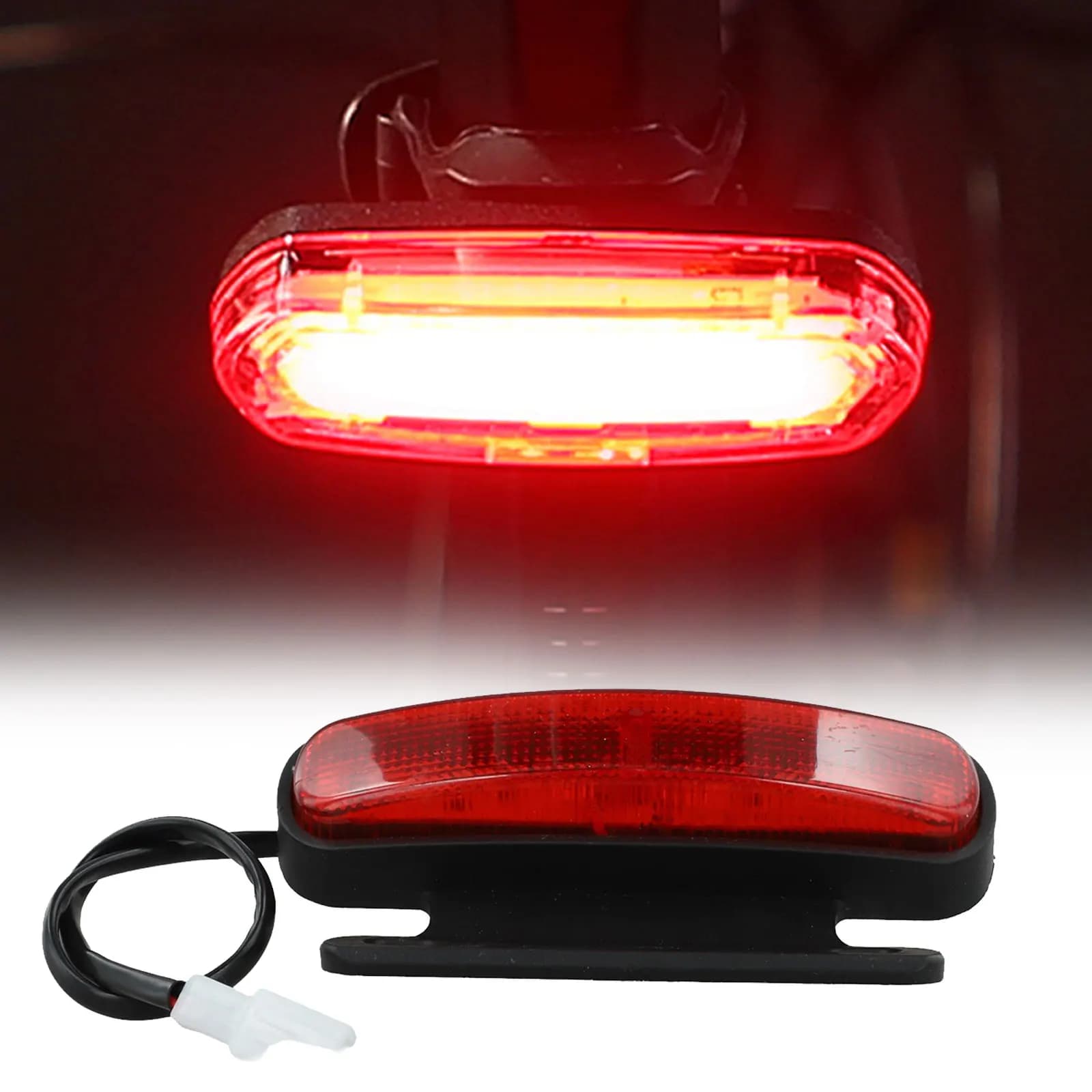 Luce Posteriore per Bici Elettrica con Batteria al Litio, Illuminazione LED di Sicurezza Notturna, Luce Freno Modificata 48V/60V, 1.5M, Plastica, 180 Gradi