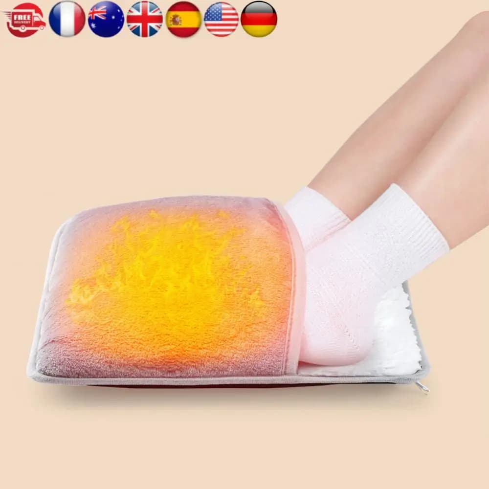 Tappetino riscaldante elettrico invernale per piedi Pantofole riscaldanti per coperta termica morbida in peluche a temperatura costante USB per l'home office
