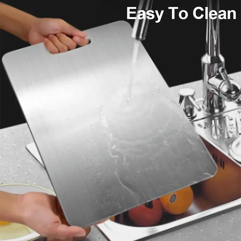 Food-Grade Stainless Steel Cutting Board Thickened Double Sides Cut Board for Household & Restaurant Fruit & Meat Chopping Board