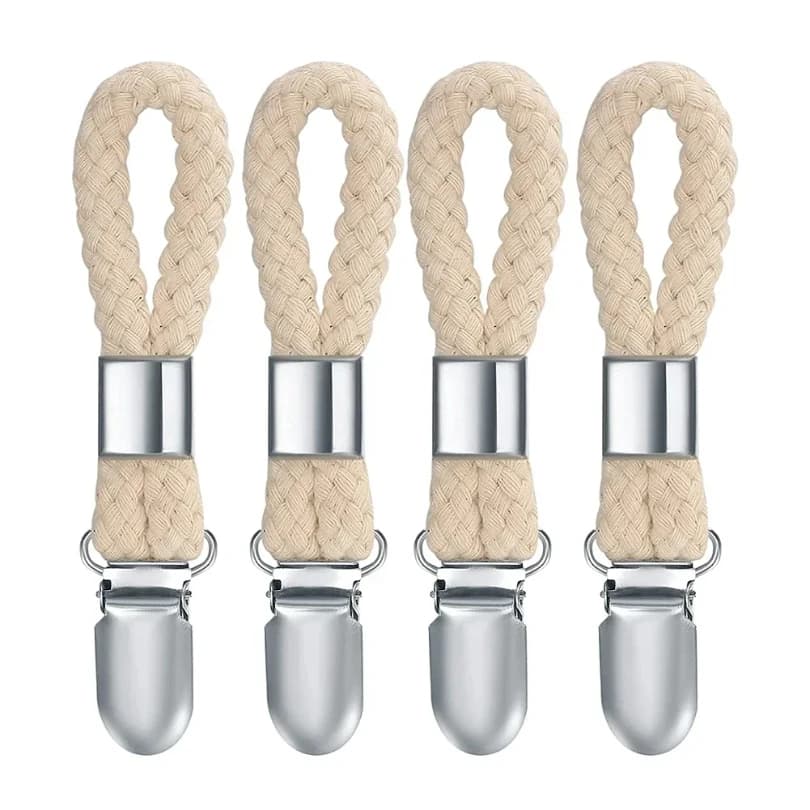 4/8pcs Towel Hanging Clamps Clamps Braided Multipurpose Cotton Ring Hook Metal Kitchen Bathroom Clips Storage Socks Clothes