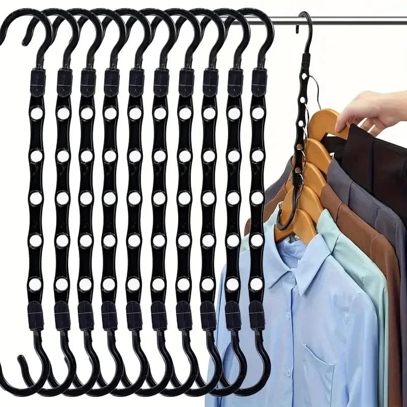 Ganci Magici Salvaspazio 10/5 Pezzi, Robusti Supporti in Plastica per Vestiti Pesanti, Organizzatore per Dormitori, Appartamenti, Armadi Piccoli