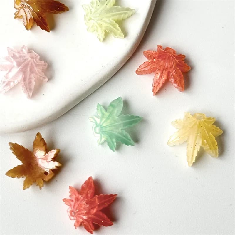 13MM Color Acrylic Ancient Style Maple Leaves Beads Loose Beads Handmade DIY Making Necklace Hairpin Earring Accessories