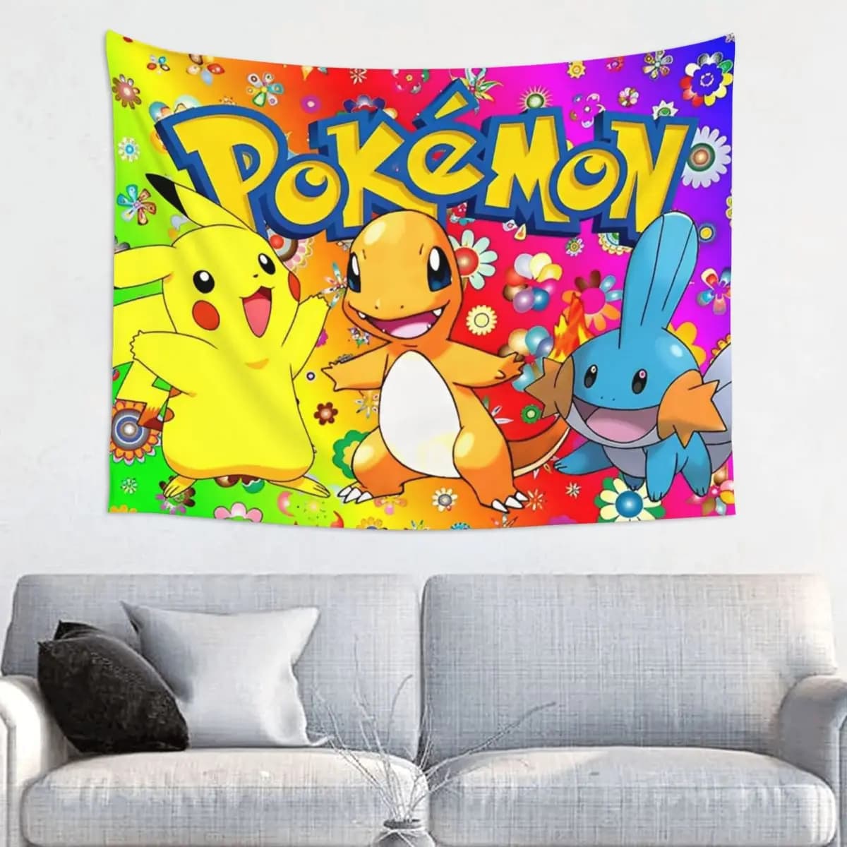 Pokemoned Arazzo Appeso a parete Tessuto hippie Arazzo da parete Anime Fantasy Tappeto Coperta Dormitorio Decor Tappetino da yoga