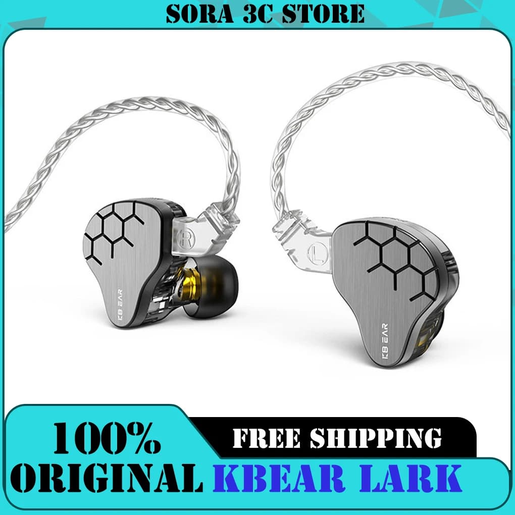 Auricolari da gioco in-ear KBEAR Lark con driver ibrido 1DD+1BA, cuffie cablate HiFi KS1 per musica e sport, auricolari in-ear con cavo.