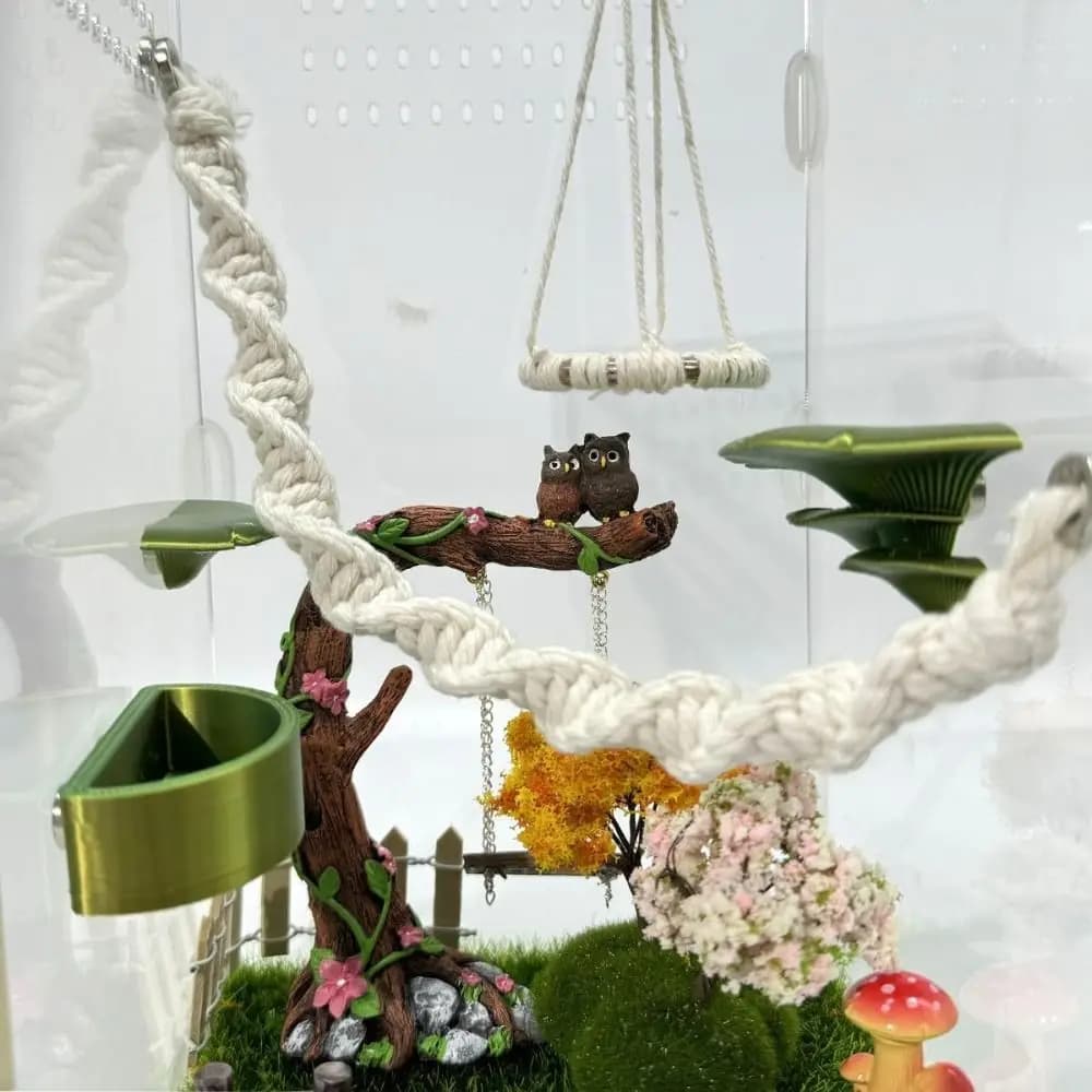 Hangable Jumping Spider Ropes Multi-Function Non-toxic Jumping Spider Enclosure Handmade Reptile Bridge Swings Pet Supplies