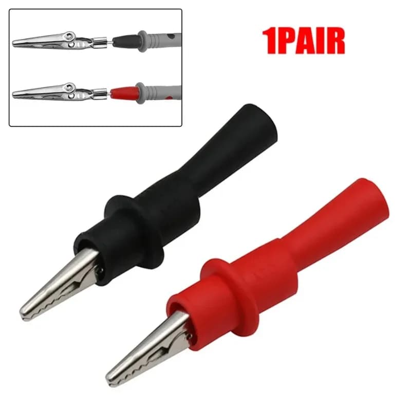 2 pcs Cocktail Clamp Clip Trim Set Red Black Thread Tips 10A 1000 V Multimeter Tester Supplies for AC DC Power Measurement