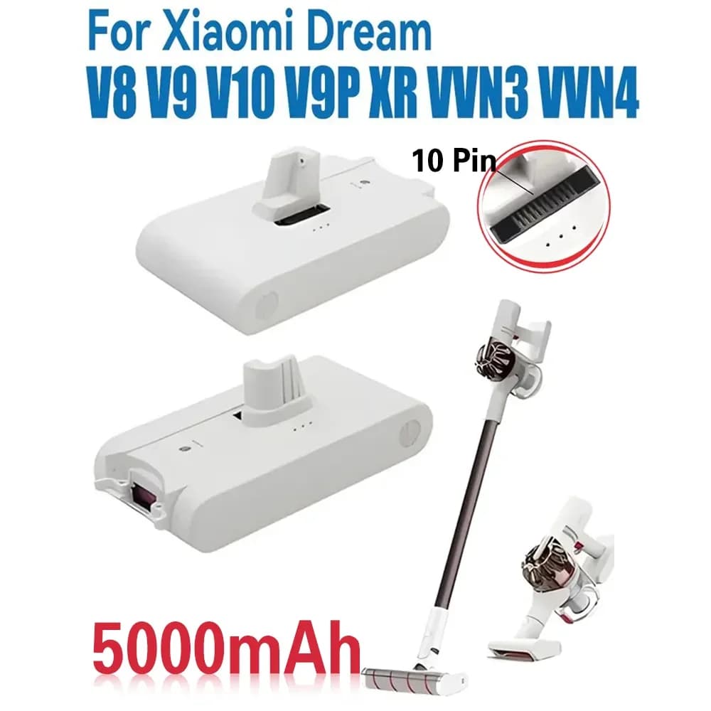 ✅ for Dreame V8 V9 V10 V9P V9B Dreame Vacuum Cleaner 5000mAh 25.2V Battery VVN3 VVN4 Cordless Dust Catcher Replacement Batteries