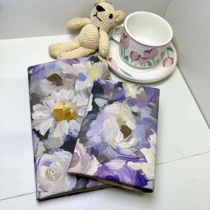 A4/A5/A6/B5 Retro Fiore Pittura a olio Tessuto Copertina del libro Panno fatto a mano Settimanale Diario Planner Notebook Libro di testo Custodia protettiva