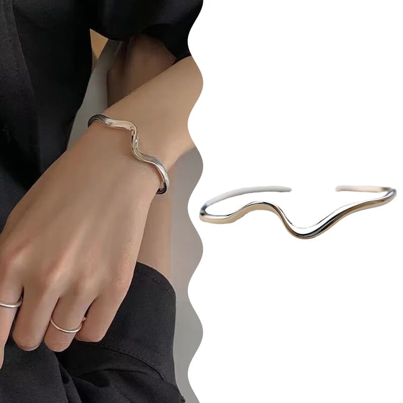 Bracciale Irregolare Lucido Argento Mobius Regolabile Personalizzato da Donna