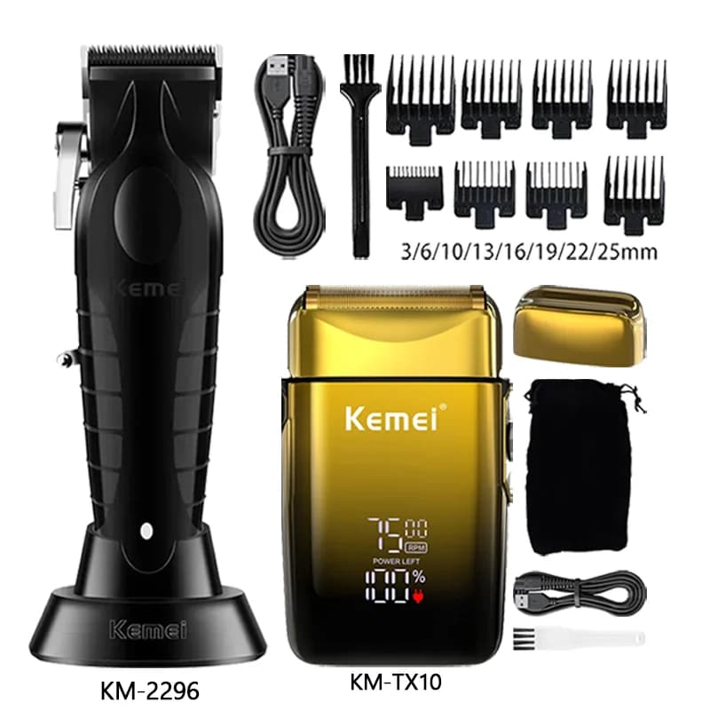 Kemei Hair Clipper Km-2296 Km-1071 Km-TX10 Barber Blading Hair Cutting Machine Clipper Grooming Cordless Rechargeable Shaver