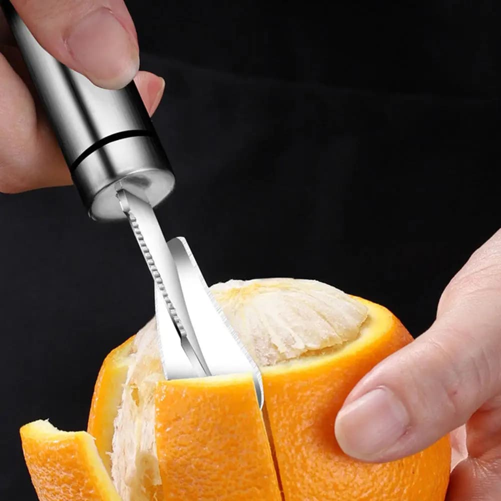 Set di 2 Pelapatate per Agrumi in Acciaio Inox, Coltello per Pompelmo, Apriscatole per Arance, Utensile Multifunzionale da Cucina