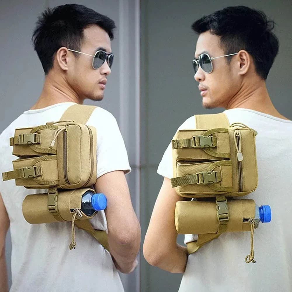 Marsupio tattico da uomo in nylon per escursionismo, bottiglia d'acqua, custodia per telefono, sport all'aria aperta, caccia, arrampicata, campeggio, cintura, borse da combattimento
