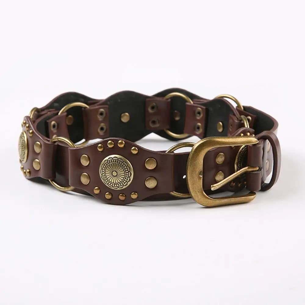 Cintura in vita in pelle PU con occhiello alla moda Rivetto vintage Cintura in vita gotica Steampunk Cintura larga y2k Jeans femminili