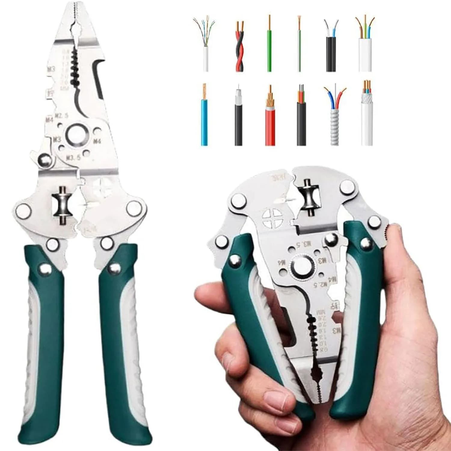 Pinza Multifunzione 18 in 1 Foldable with Functions of Turning, Crimping, Cutting, Shears and Sawing, for Electric Cables, Portable Tool
