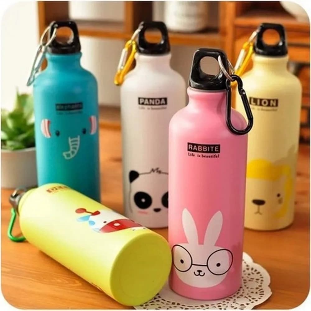 Borraccia d'acqua portatile con animali dei cartoni animati, graziosa borraccia sportiva per escursionismo, ciclismo, scuola, per bambini.
