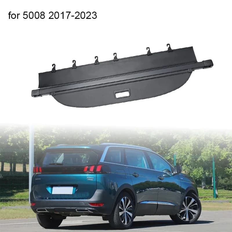 Organizzatore della copertura della tenda del bagagliaio per Peugeot 5008 2017-2023 Portapacchi posteriore Parabrezza Scudo Ombra Bagagli Cargo Privacy Storage