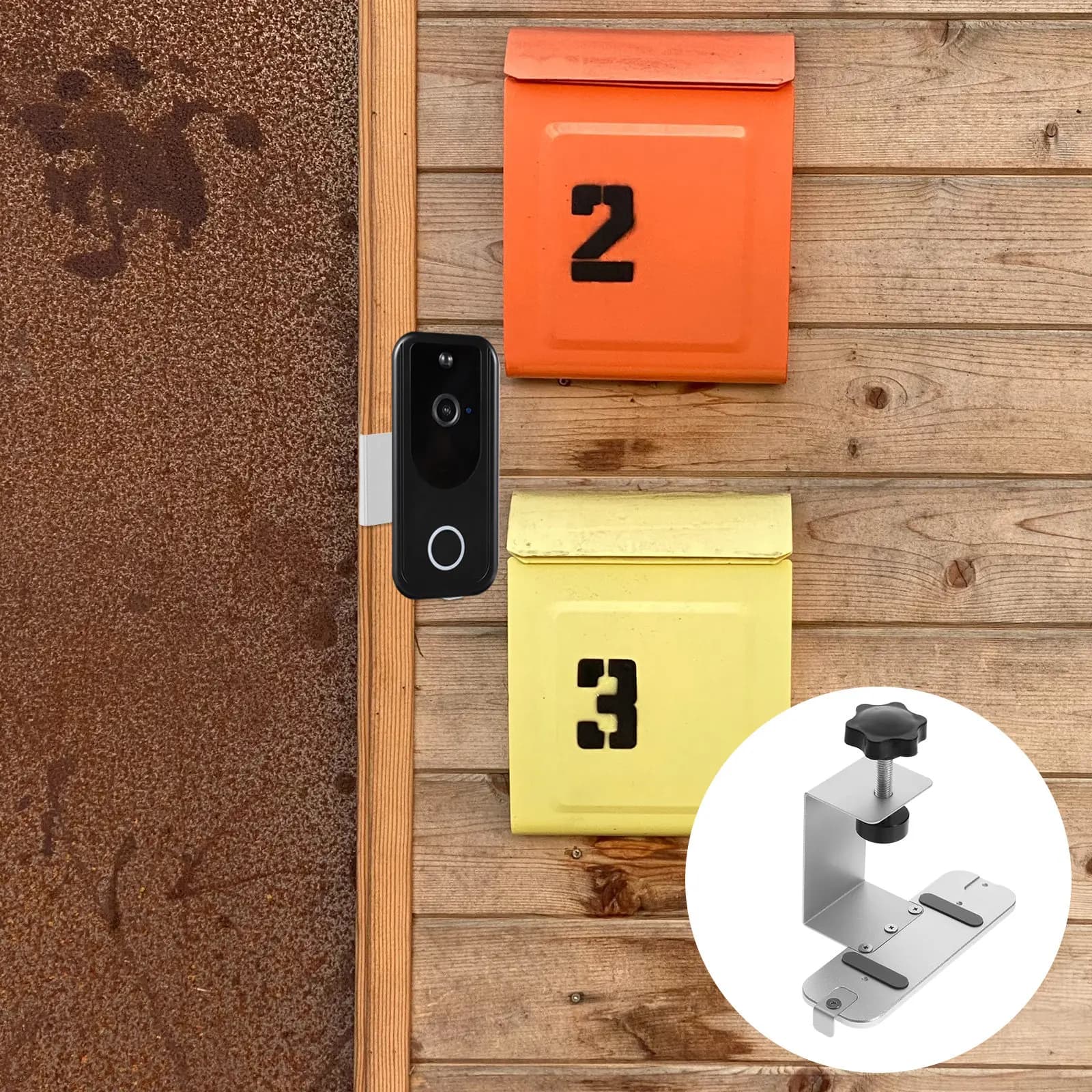 Supporto in Metallo Antifurto per Videocitofono per Porte ad Apertura Interna, Staffa Regolabile per Campanello Wireless di Sicurezza in Acciaio Inossidabile