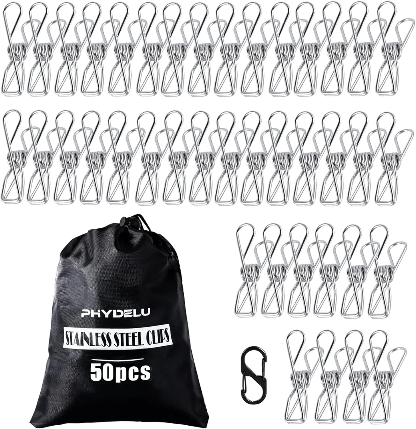 50 Pieces Springs Stainless Steel Robust for Open Hanging, Metallic closures for Snack Bags